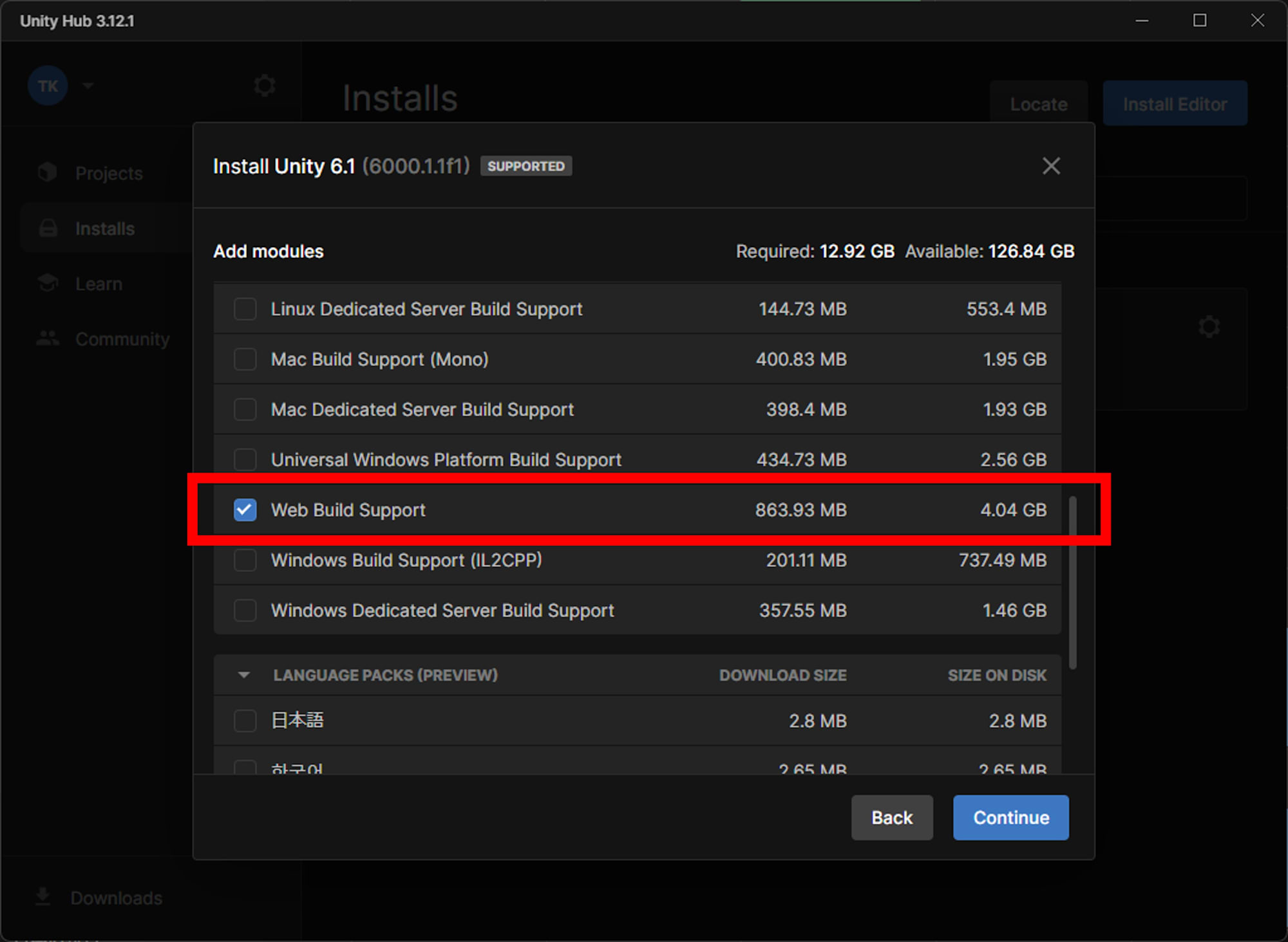Unity Hub Option