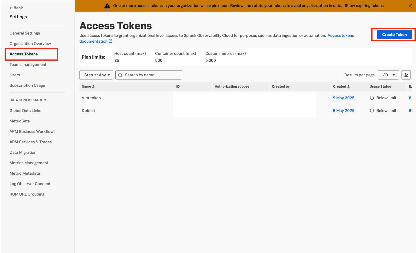 o11y-access-token-menu
