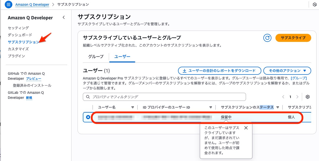 サブスクライブの確認