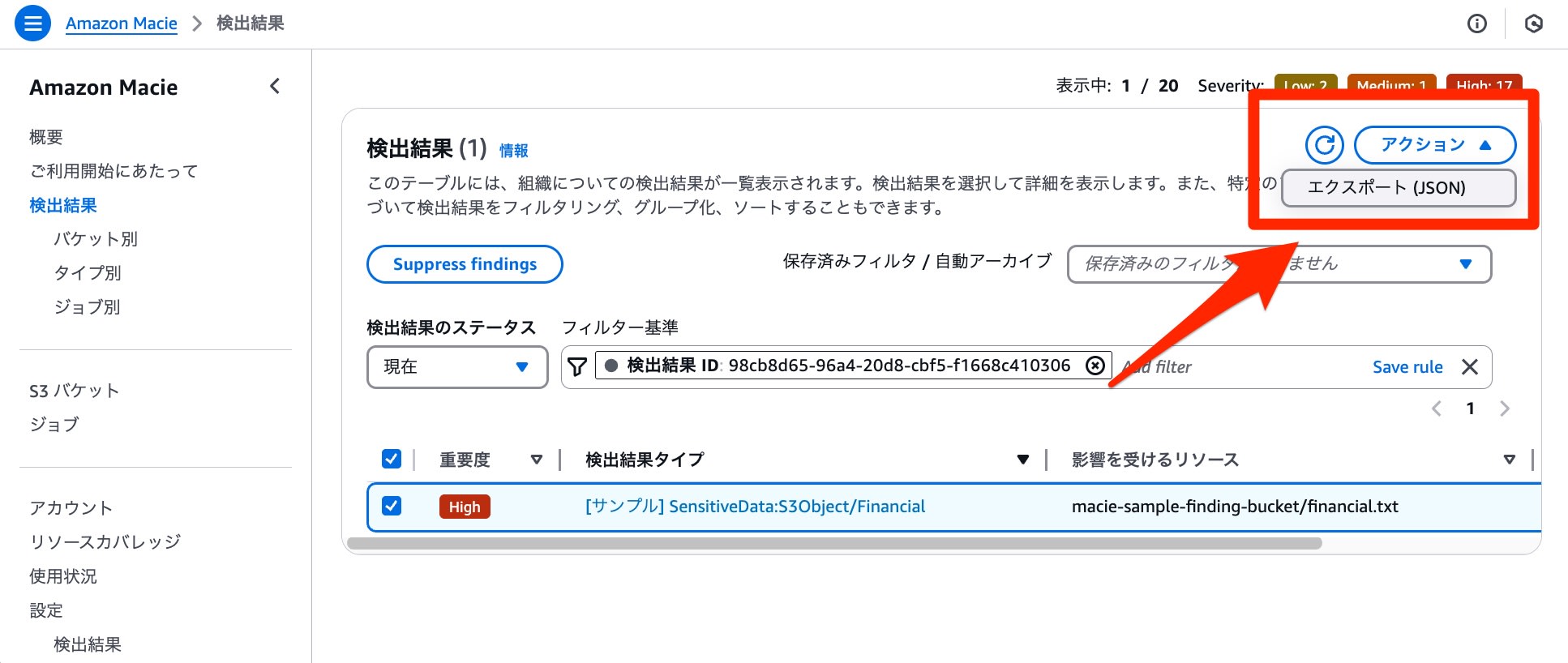 Macie Get Findings JSON 1