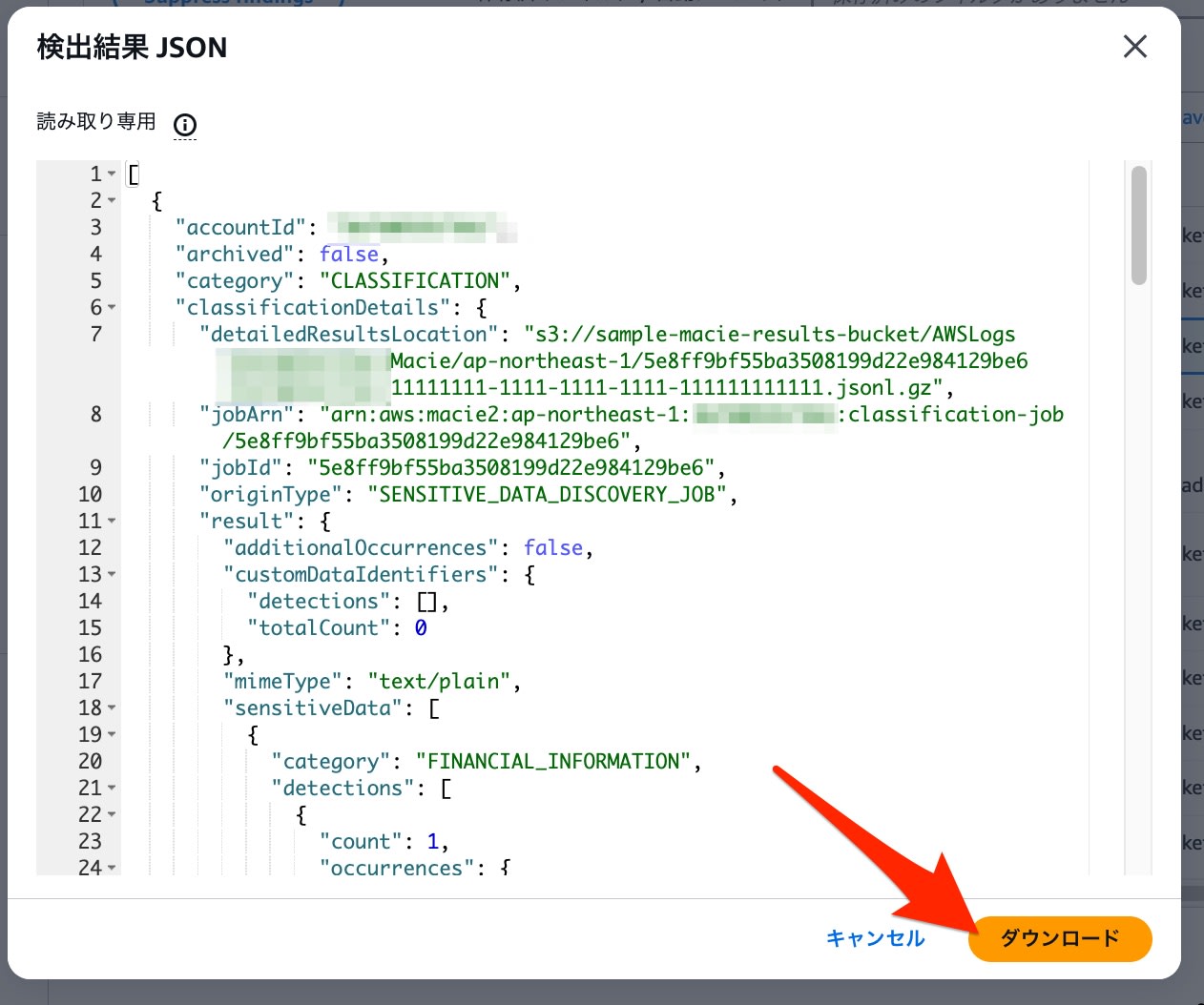 Macie Get Findings JSON 4