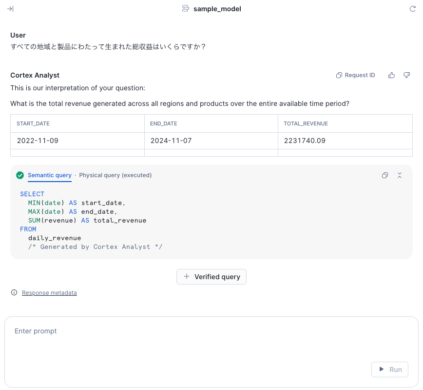 Cortex Analystへの質問例