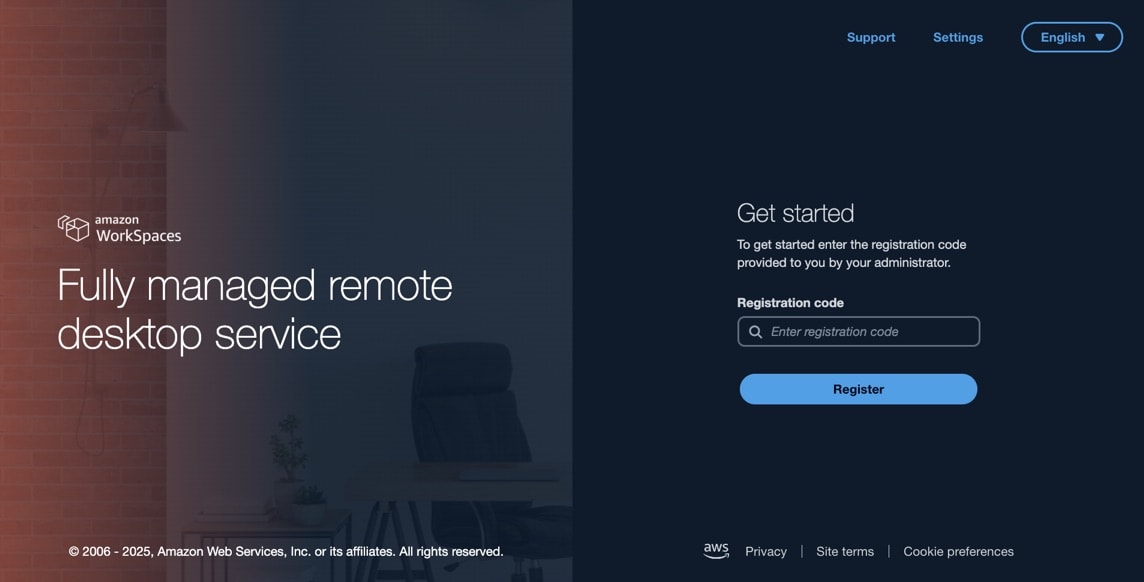 AWS Login Screens Summary WorkSpaces