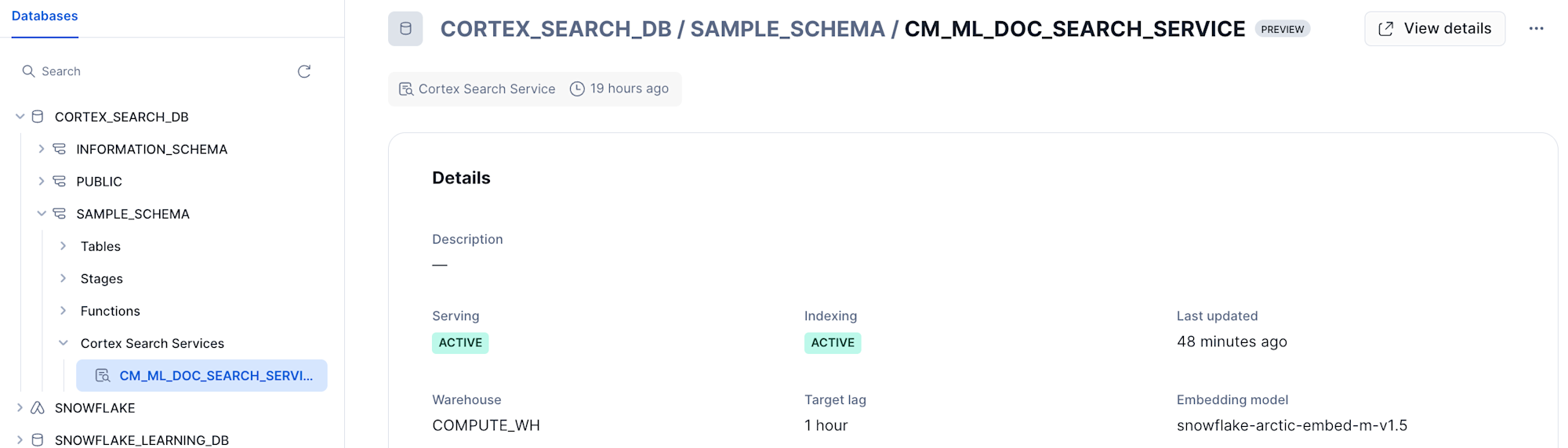 SnowsightでのCortex Search ①