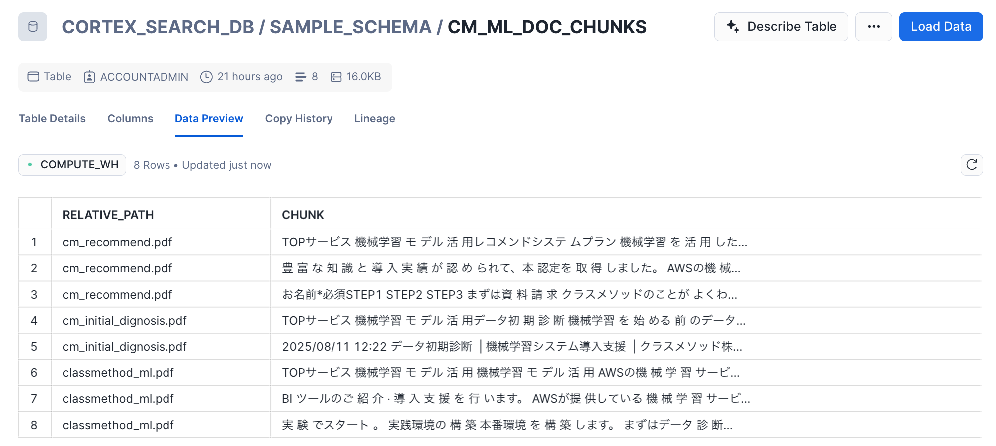CM_ML_DOC_CHUNKSの中身
