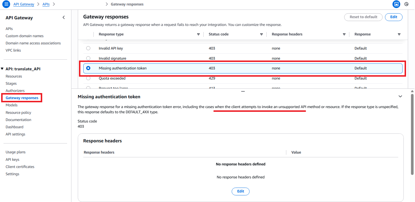 API missing token
