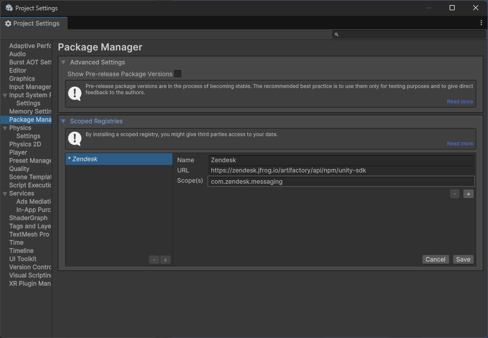 Project Settings - Package Manager