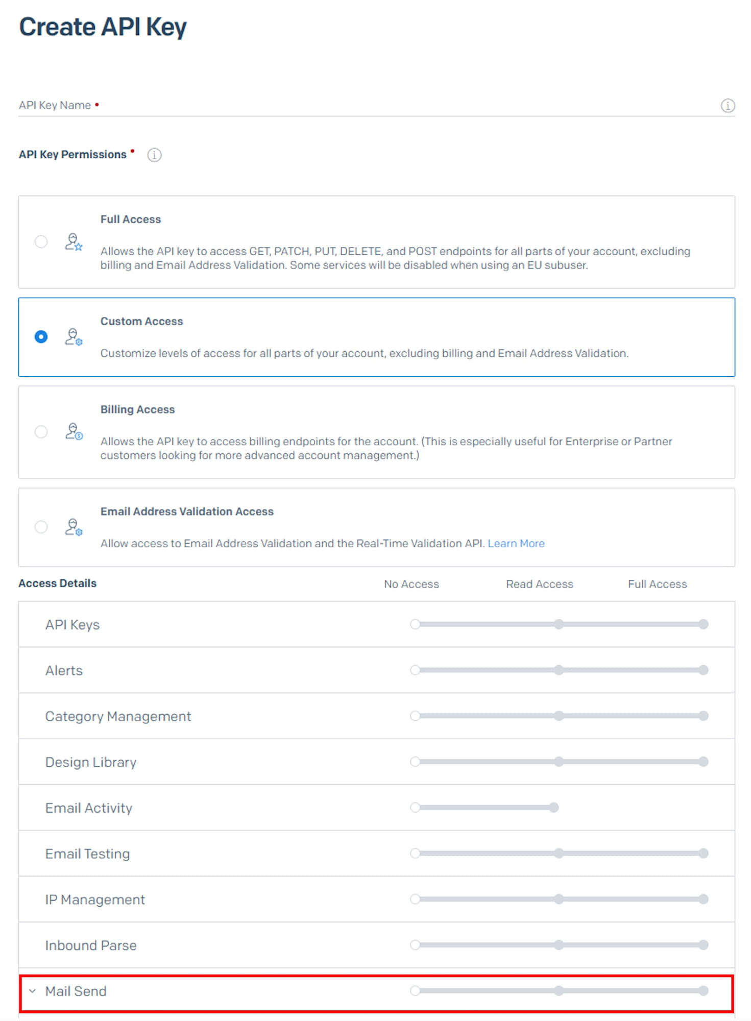 API キーの権限設定