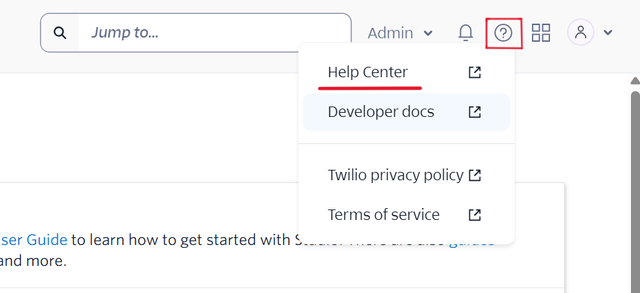 Twilioヘルプセンターへ移動