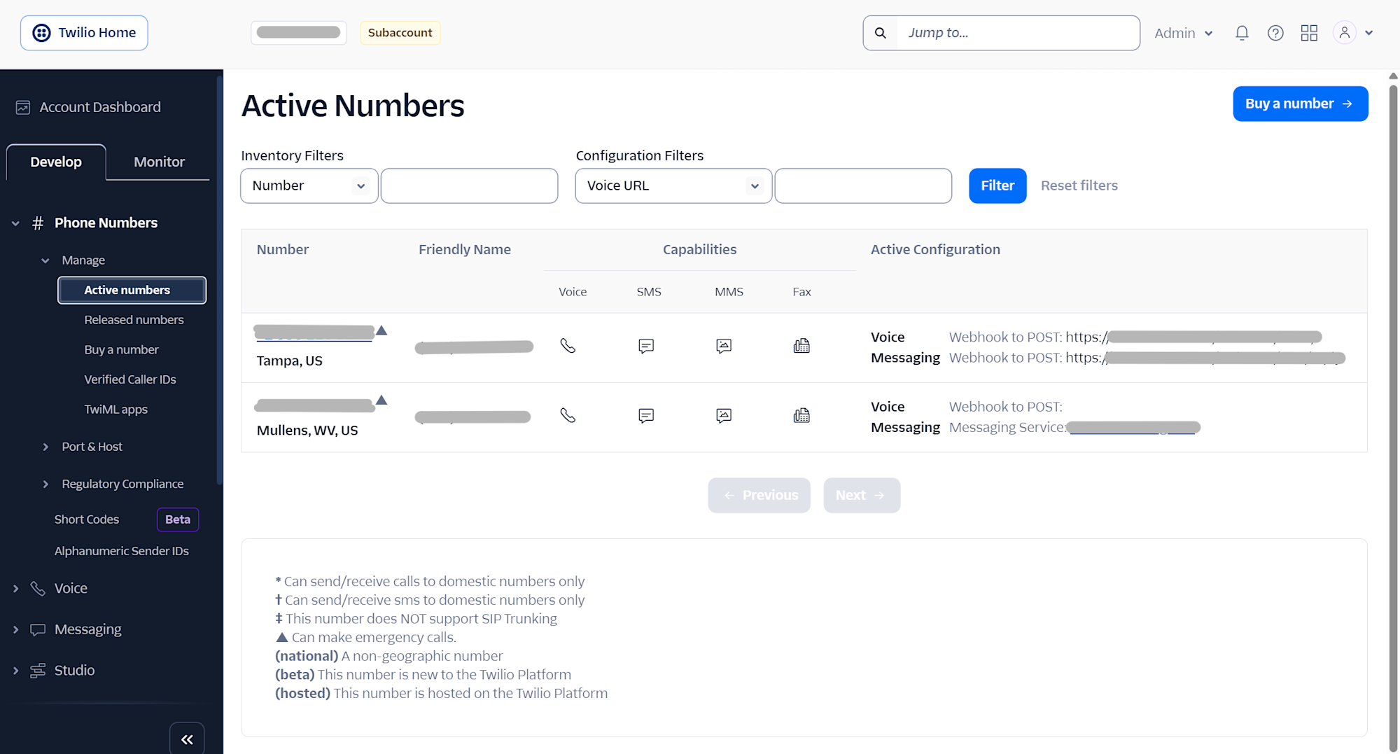 開放する電話番号を選択