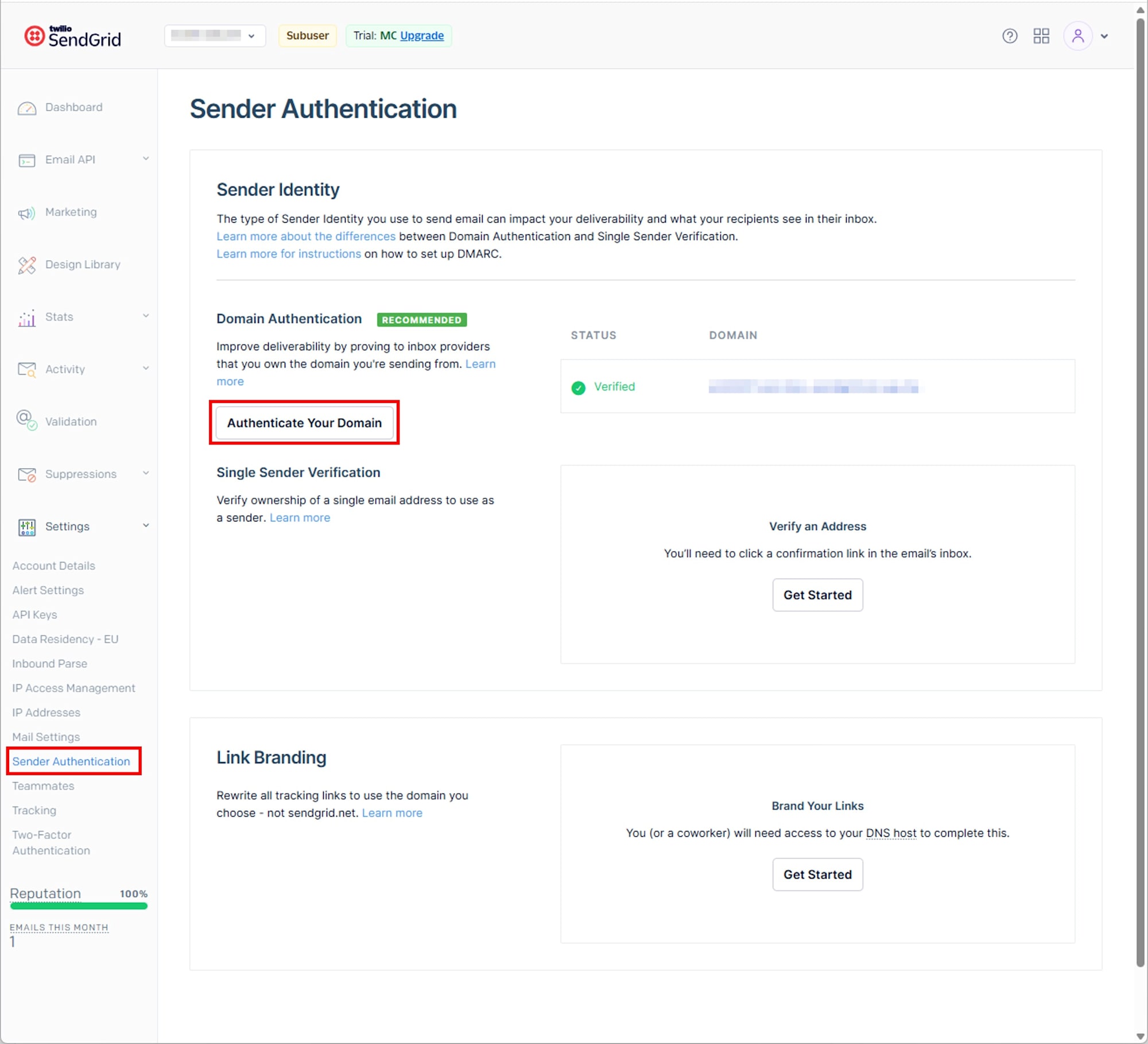 Domain Authentication