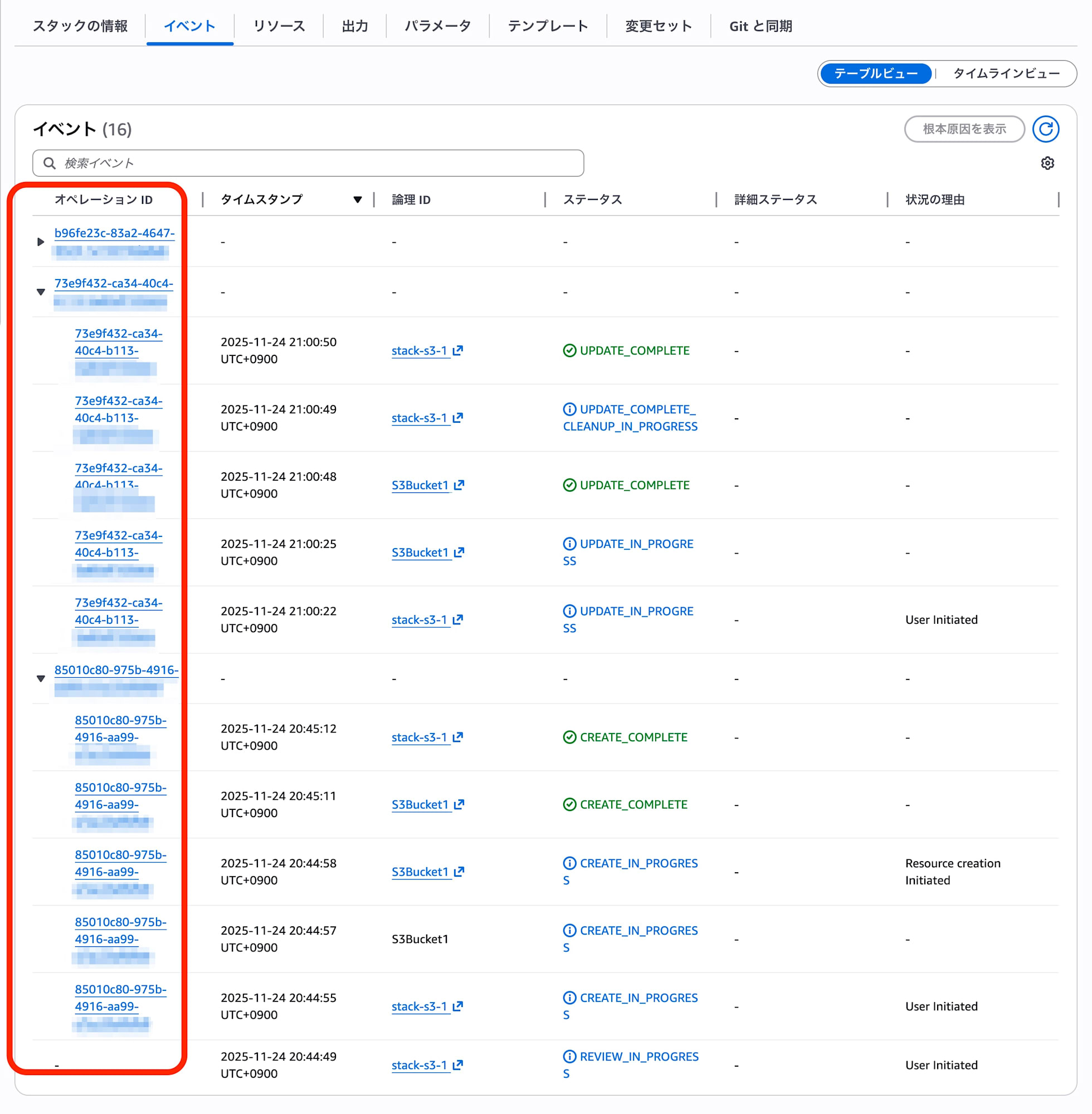 オペレーションID
