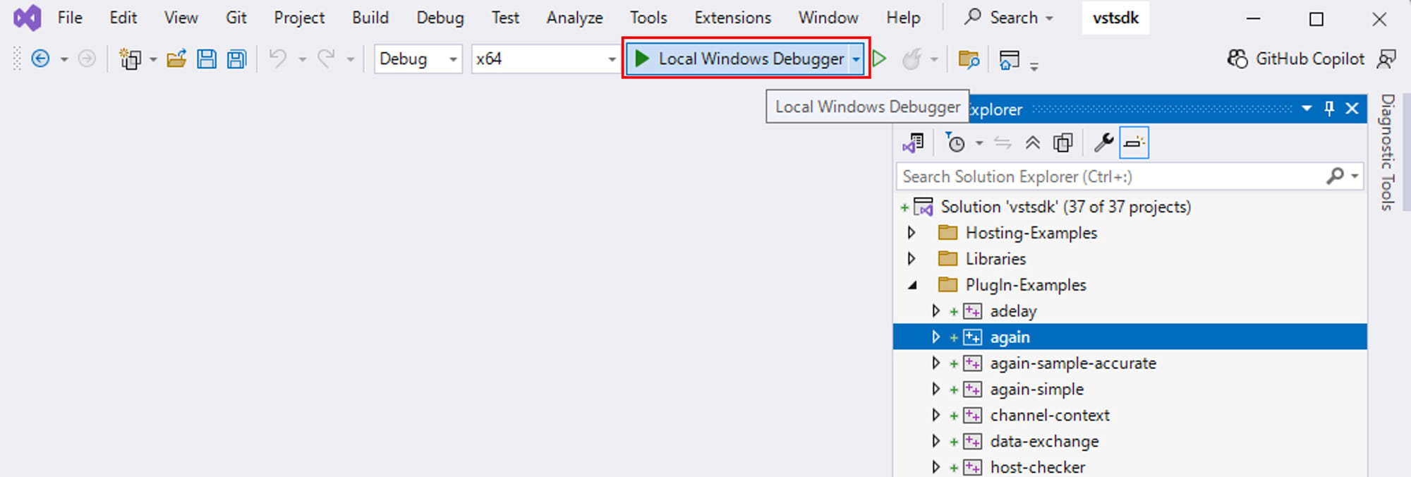 Local Windows Debugger button