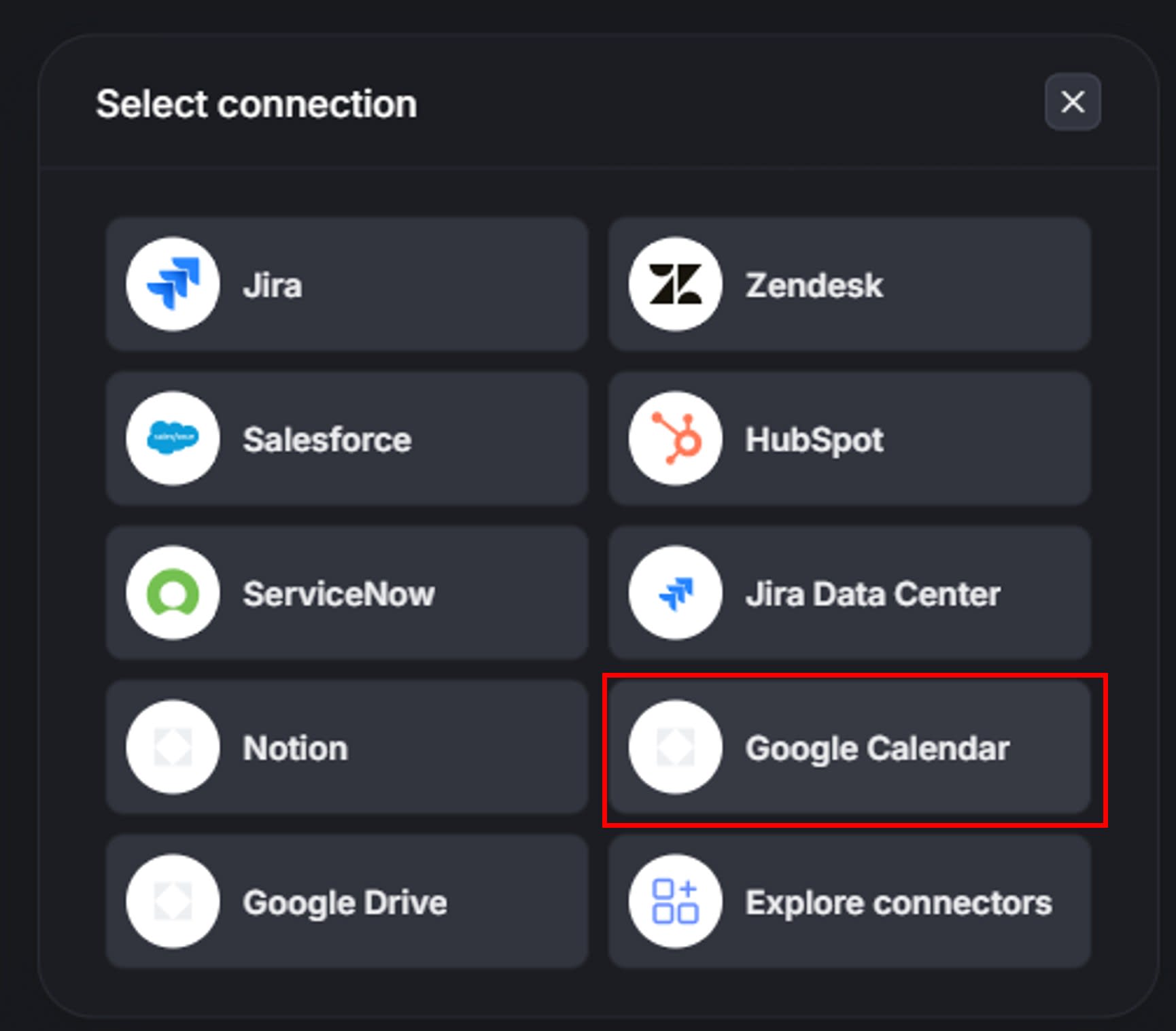 select Google Calendar