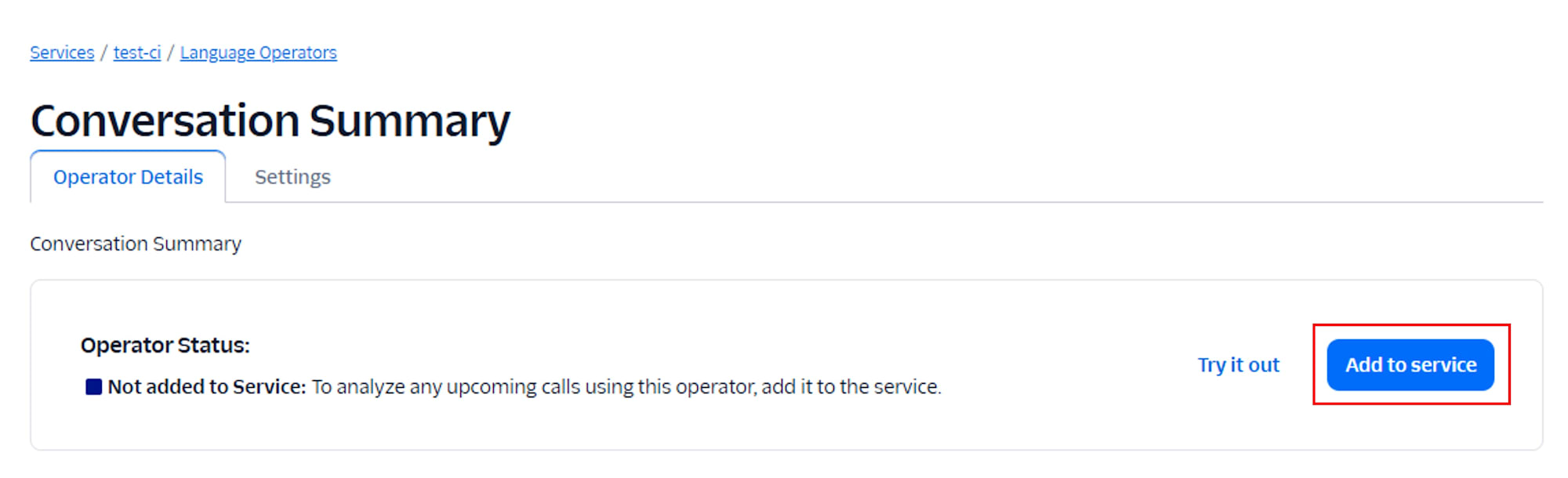 add to service button