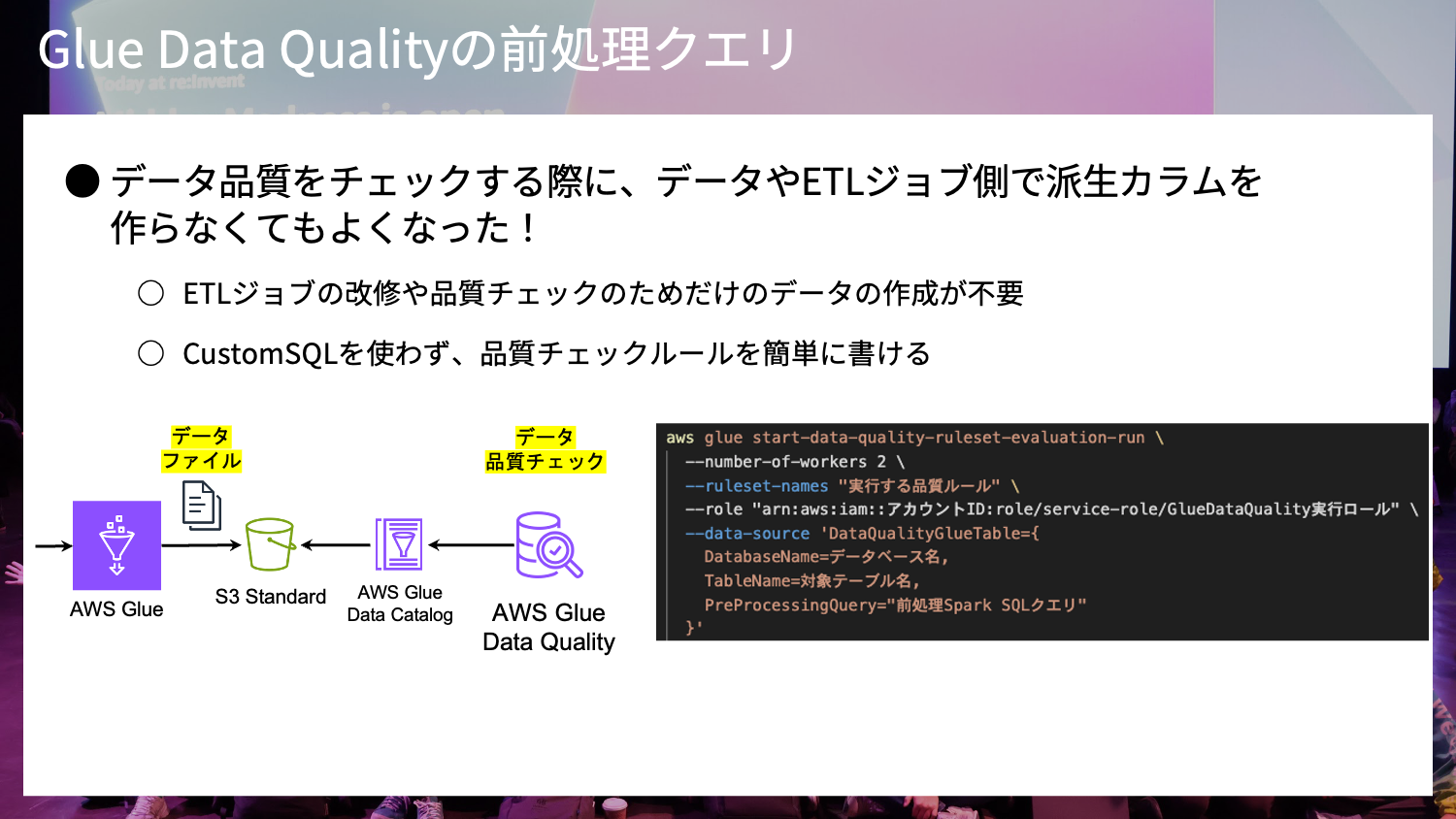 Glue Data Qualityの前処理クエリ
