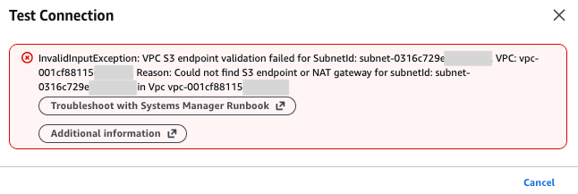テスト接続の失敗
