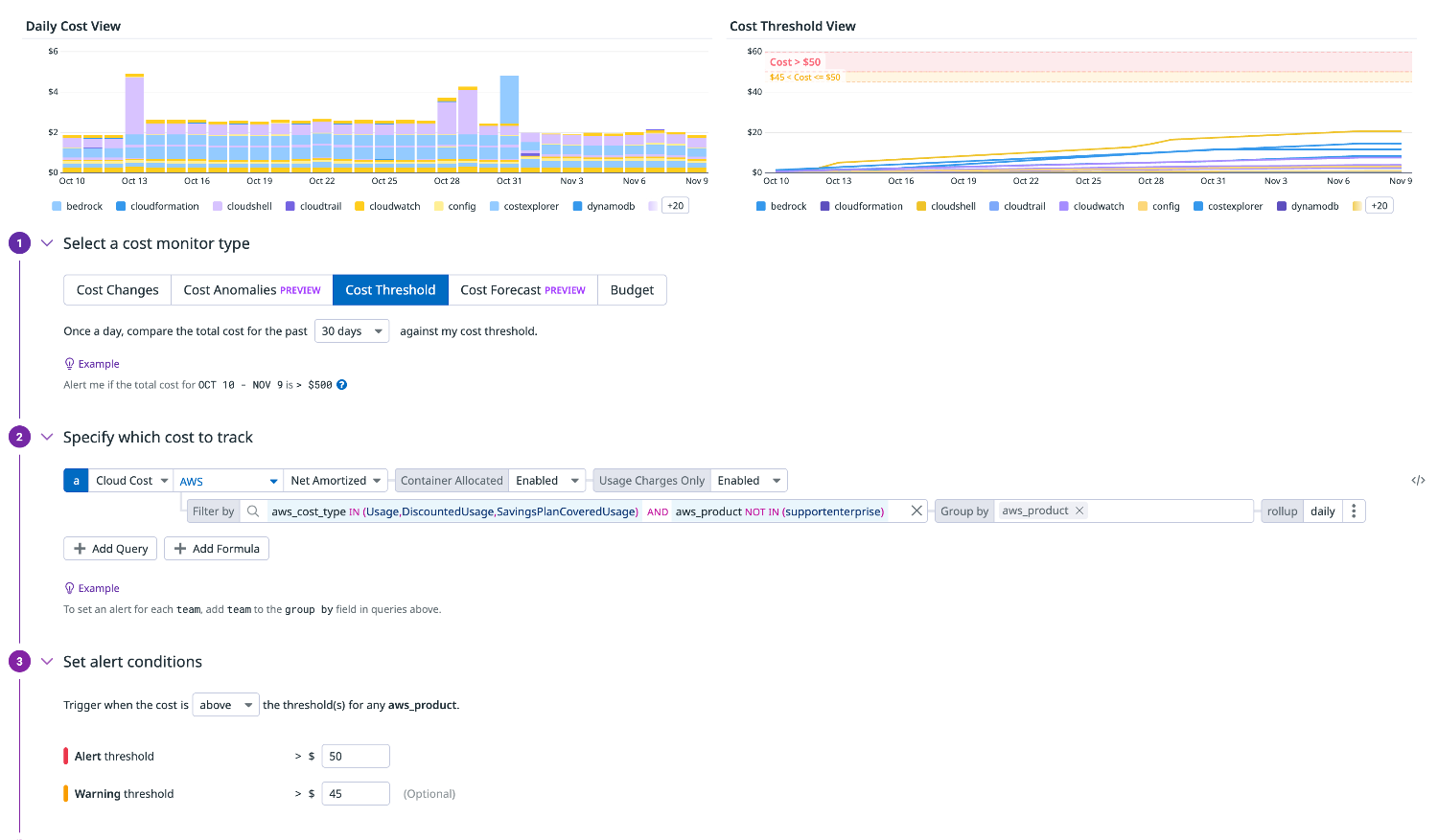 モニター作成-Cost Threshold