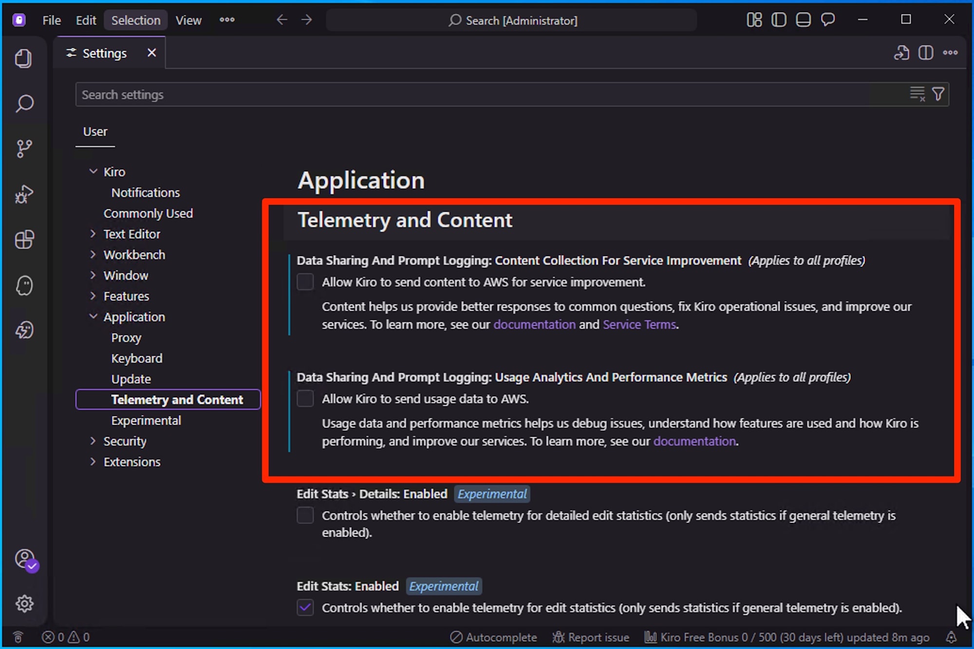 Kiro Data Usage Service Improvement 3