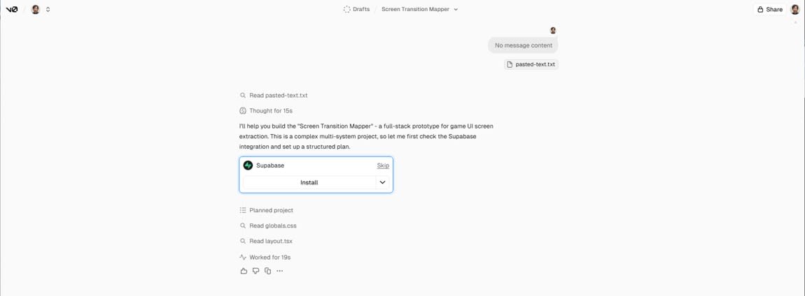Supabase install button