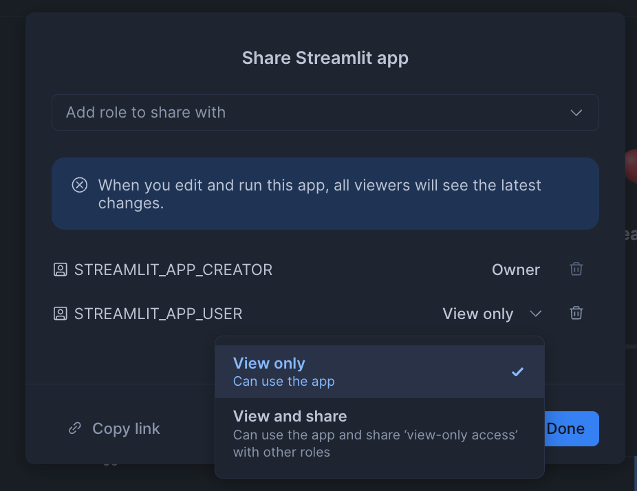 Streamlitアプリからの共有設定