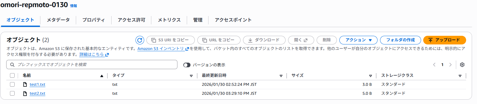 2回目_レプリケート元_オブジェクト追加